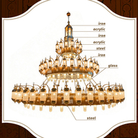 Experts en luminaires islamiques, lampe musulmane personnalisée, grande lampe de prière dorée, lustre LED pour mosquée, luminaire suspendu