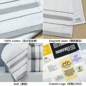 <b>Bath</b> <b>Towel</b> <b>Sets</b> Pure Cotton Striped Hotel Use Custom Logo 35x35 35x75 70x140 cm - Product Image 1