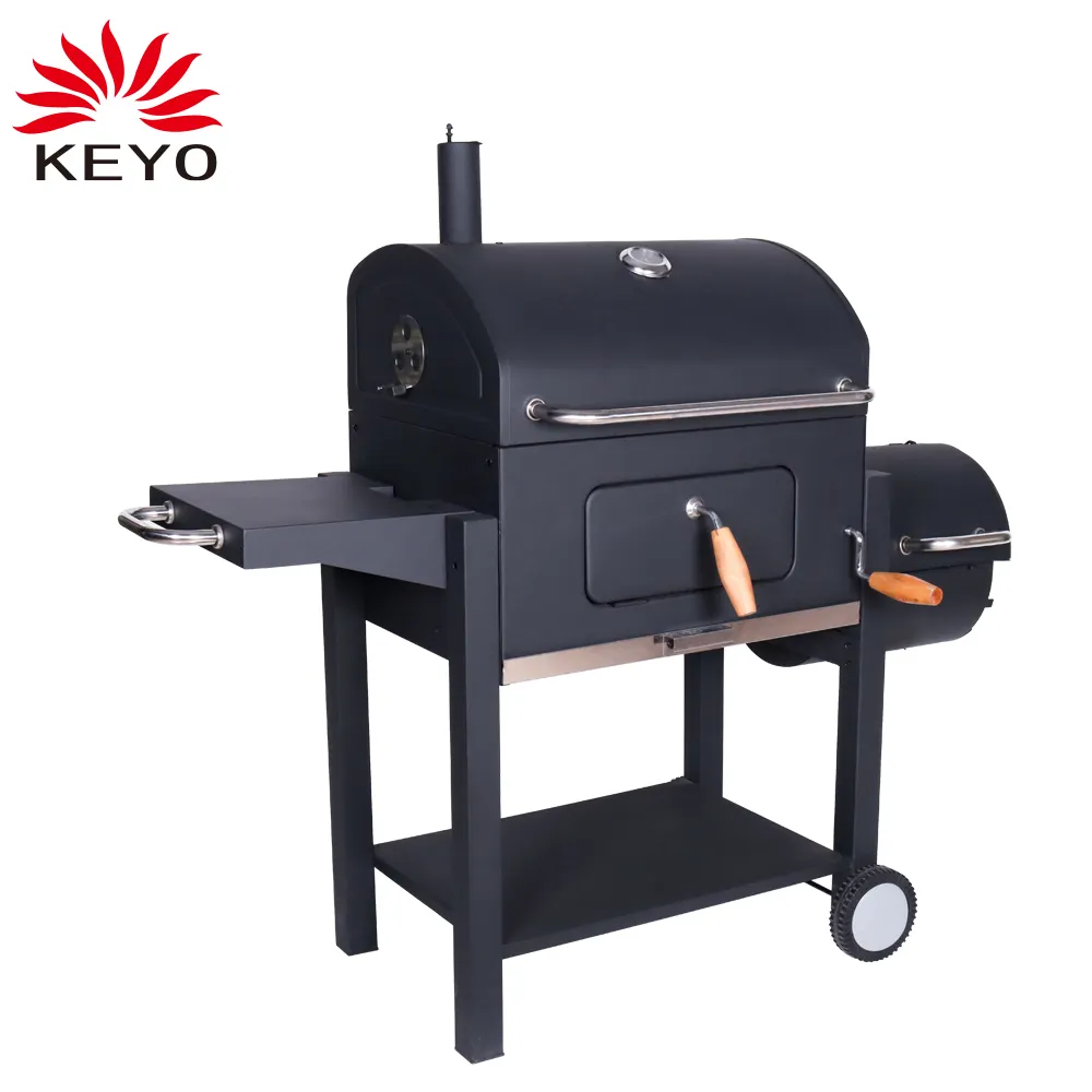 BBQ Than Nướng Grills Nhiệm Vụ Nặng Nề Combo Xe Đẩy Smoker Grills Với Ống Khói