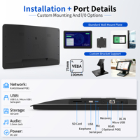 Nueva Tablet Comercial WA1568T de 15.6 Pulgadas, Rk3568, 2+16GB, Android 11, NFC, RFID, WiFi 6, Táctil de 10 Puntos, RGB LED, Montaje en Pared, POE