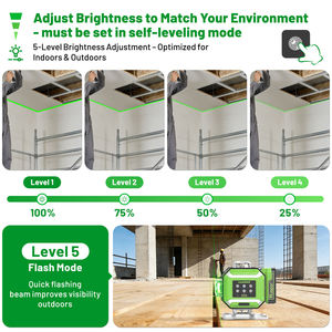 Nivel Láser Huepar DP04CG-BT 4D de Haz Verde de 16 Líneas, Nivelación Automática Electrónica, Ajuste de Brillo, Kit de Indicadores LED - Product Image 5