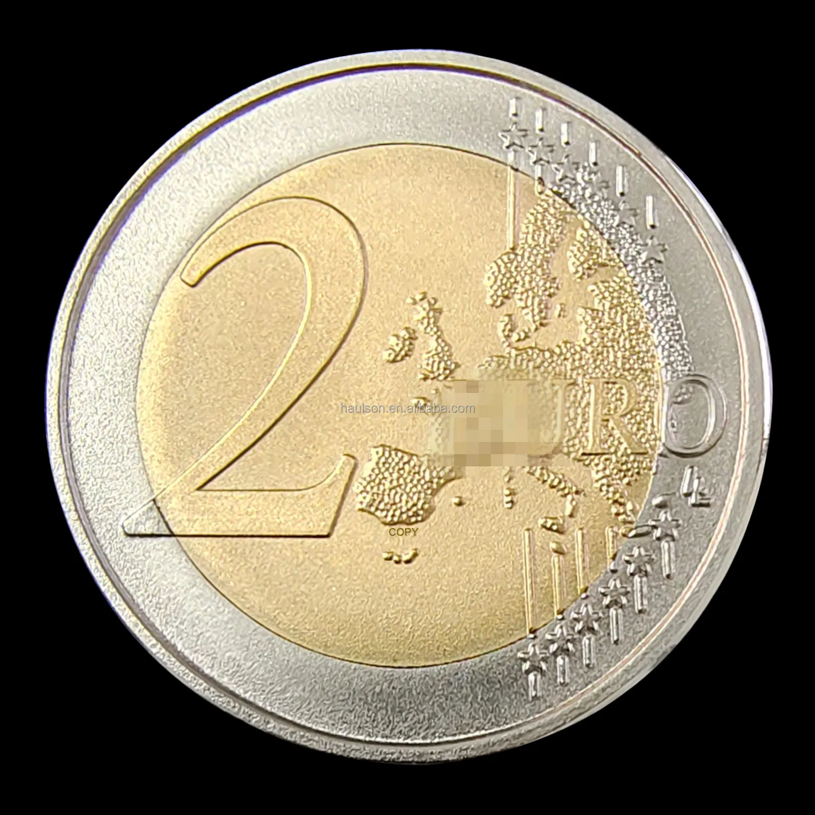 Promotional Custom New Eur-o Metal Coin Souvenir Europe Two Tone Plating Copy 2 Euro Style Commemorative Coins