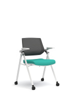 Chaise de conférence moderne en maille GS-G2401C avec accoudoirs inclinables et rabattables, design pliable pour usage scolaire et commercial
