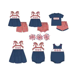 Puresun Roupas infantis personalizadas para o 4 de julho, verão, primavera, Dia da Independência, roupas para bebês meninos com bordados de fogos de artifício