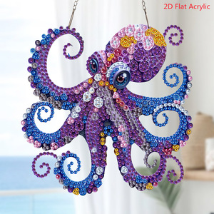 Pendentif créatif en acrylique 5D à strass brillants simple face, motif pieuvre, pour peinture <span class=keywords><strong>diamant</strong></span> DIY, produit transfrontalier très vendu - Product Image 4