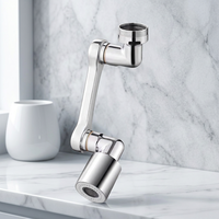 Robinet de cuisine contemporain en acier inoxydable avec extension rotative et bras pivotant à 360 degrés, buse anti-éclaboussures, design moderne