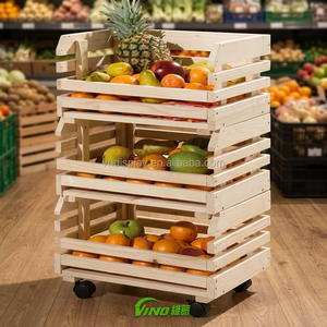 Estante de Exhibición de Frutas y Verduras para Supermercado, de Madera, Resistencia Ligera - Product Image 3