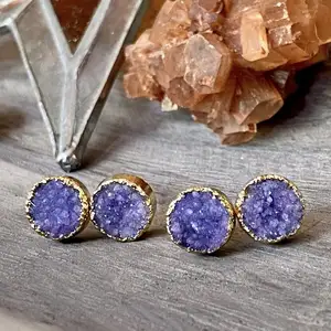 LS-A3505 Chính Hãng Druzy Bông Tai, Thô Đá Earring Studs, Vòng Pha Lê Studs Bông Tai Trang Sức