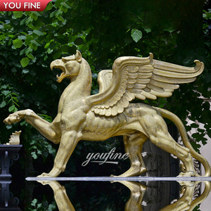 Statue de Griffon de Jardin, Sculpture de Fontaine en Bronze de Griffon - Product Image 4