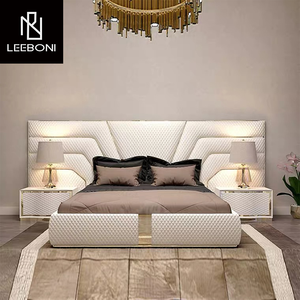 Italiaans Design Luxe Lederen Tuffbed Kingsize Slaapkamer Sets Gestoffeerde Bedden Met Hoofdeinde - Product Image 5