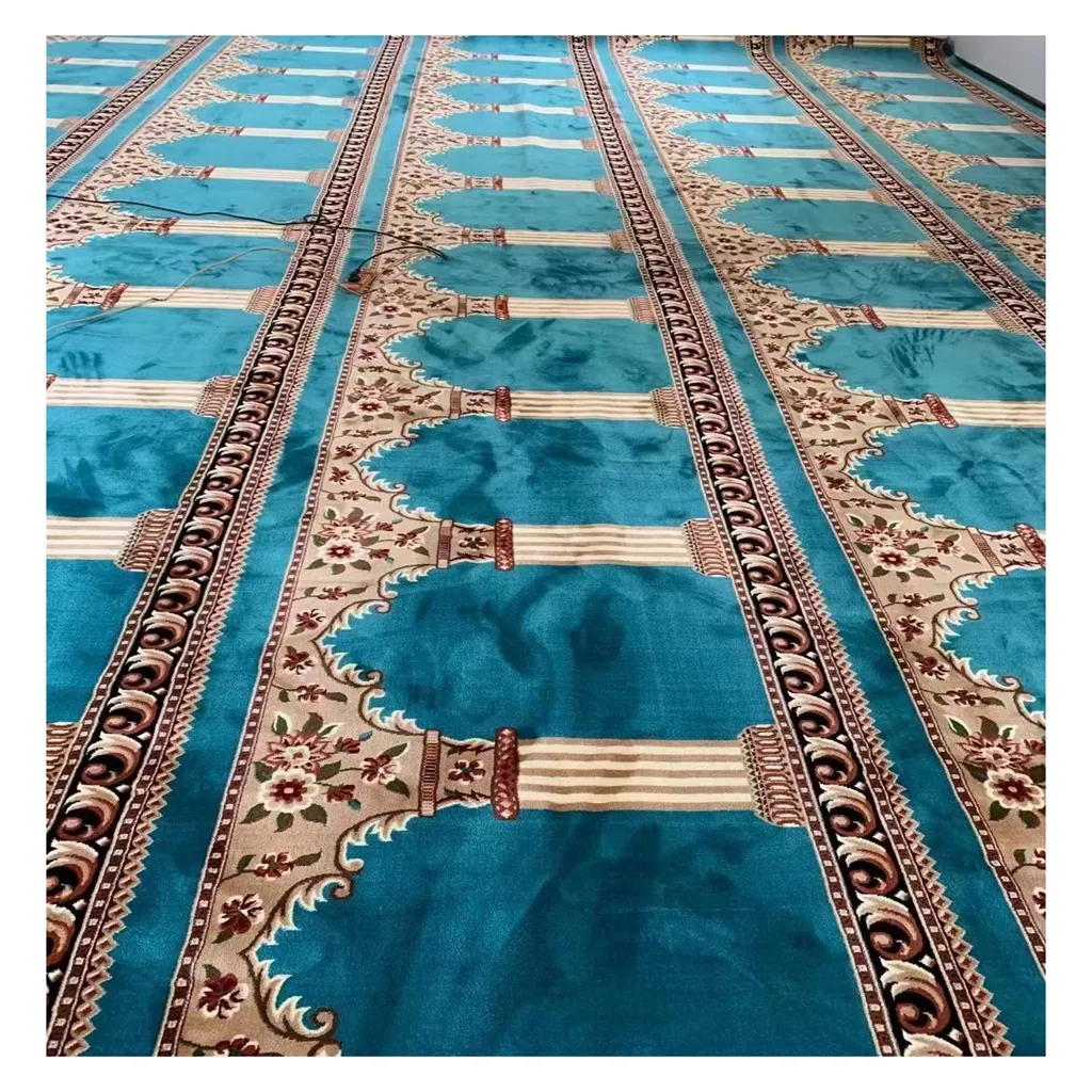 Rouleau de tapis de mosquée de l'Islam imprimé Wilton en laine tissée sur mesure pour sol Tapis acrylique