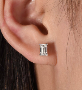 S925 Sterling <b>Silver</b> Moissanite <b>Stud</b> <b>Earrings</b> OCT Cut 4 Prong Claw <b>Set</b> Classic Jewelry for Wedding Gift - Product Image 5