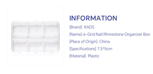 6-Grid Nail Rhinestone Organizer <b>Box</b> Plastic Storage Case for Nail Art Accessories Jewelry Portable Rectangle <b>Empty</b> <b>Box</b> - Product Image 2