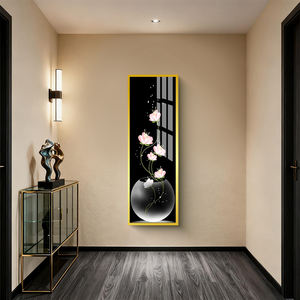 Peintures murales imprimées à l'<span class=keywords><strong>aquarelle</strong></span> de style nordique, nature morte florale <span class=keywords><strong>sur</strong></span> <span class=keywords><strong>porcelaine</strong></span> cristalline avec cadre en alliage d'aluminium - Product Image 3