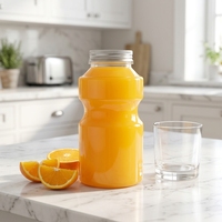 Bouteille en plastique transparente en forme de pot de yaourt PET en gros avec couvercle, réutilisable pour smoothies, jus, lait, thé, café, logo personnalisé