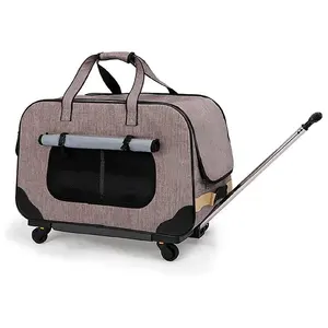 Модный дышащий держатель для щенков на колесиках с индивидуальным логотипом для домашних животных складная сумка-тележка для домашних животных