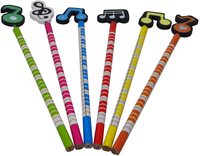 Crayons promotionnels à motif de note de musique et dessin animé mignon, avec pointe à ressort, pour cadeaux d'enfants, 6 couleurs, impression UV personnalisable