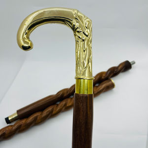 Bastón Tallado de Estilo Antiguo Moderno - Arte y Coleccionable - Metal Pulido - Product Image 1