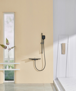 Système <span class=keywords><strong>de</strong></span> douche avec étagère <span class=keywords><strong>de</strong></span> rangement intégrée, noir mat, douchette à 2 fonctions, montage mural, kit <span class=keywords><strong>de</strong></span> douche pour <span class=keywords><strong>salle</strong></span> <span class=keywords><strong>de</strong></span> <span class=keywords><strong>bain</strong></span> - Product Image 1