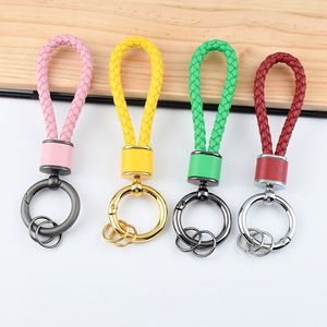Braided Rope <b>Leather</b> Keyring Multicolor <b>Leather</b> Car <b>Keychain</b> Creative Handmade Child Pendant Jewelry for Women Car Bicycles - Product Image 1
