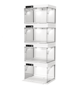 Trung Quốc bán buôn nhựa Sneaker hộp lưu trữ hộp giày điều khiển LED trong suốt Stackable Tủ giày hiển thị - Product Image 6