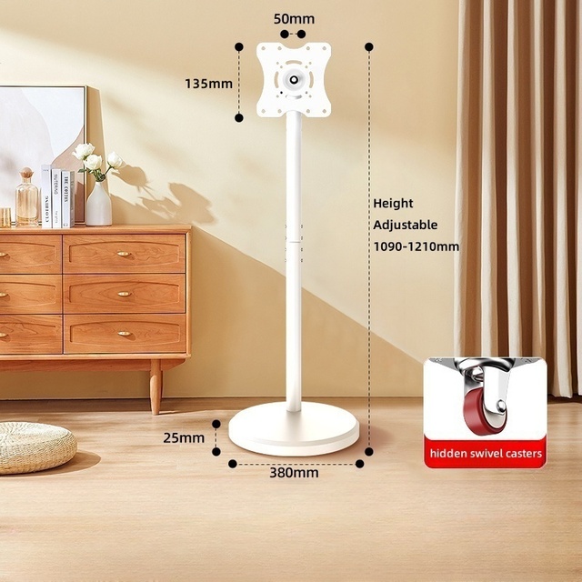 Adjustable Height 360° Rotation 30kg Load Small Mobile TV Cart Stand for 10-32 Inch Screens