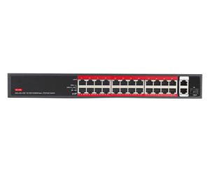 สวิตช์ PoE 24 พอร์ต 10/100Mbps แบบไม่มาตรฐาน 24V พร้อมพอร์ต SFP อัปลิงค์กิกะบิต แบบเสียบใช้งานได้ทันที สำหรับระบบกล้องวงจรปิด IP - Product Image 1