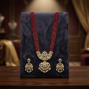 Wholesale High Quality Vintage Brass Gold Plated Crystal Women's Wedding Bridal Jewelry <b>Set</b> Long Mala Necklace Earrings Third - Product Image 3
