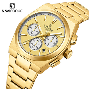 NAVIFORCE 8048 <span class=keywords><strong>GGG</strong></span> Golden Big Dial reloj de pareja de lujo de cuarzo pequeño reloj de tres agujas para hombres reloj de pulsera regalo de novia - Product Image 1