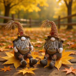 Poupées Gnomes Marron Db 10.2x8.7x24.5 cm en Tissu Faits Main Rustiques pour Décoration de Fêtes, Récolte, Automne et Thanksgiving - Product Image 2