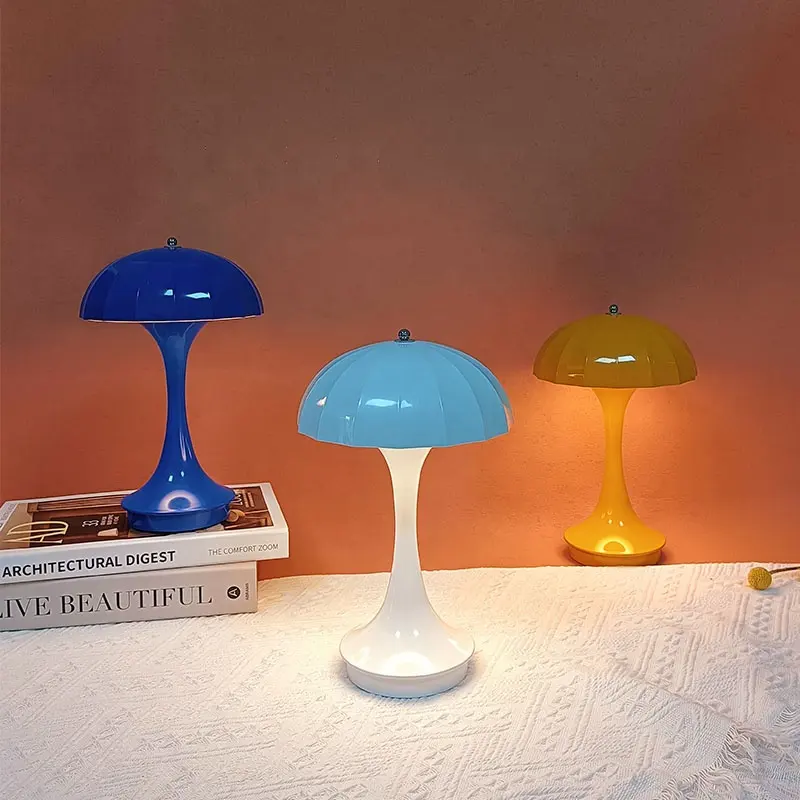 3 yollu dim dokunmatik lamba USB C şarj portu mantar masa lambası gece şarj edilebilir başucu yatak odası için lamba oturma odası