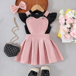 ชุดเซ็ตเด็กผู้หญิงหลากสี รุ่นใหม่ประจำฤดูร้อน สำหรับเด็กอายุ 3-7 ปี พร้อมกระโปรงสายรักและเสื้อแขนสั้นแบบปีกนางฟ้า ชุดสองชิ้น - Product Image 2