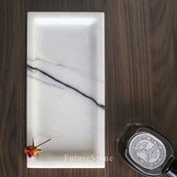 Plateau rectangulaire moderne en marbre lilas pour bougies, bijoux, bagues, collations, présentation de table, décoration d'hôtel, de fête et de maison