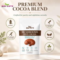 Mélange de boisson au chocolat chaud aux champignons Marque Blanche Magnésium L-Théanine 3mg Mélatonine Favorise le sommeil et la détente Adultes 300g 30 portions