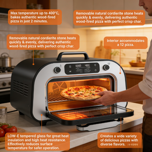 Horno Eléctrico de Convección Italiano de Acero Inoxidable de Gran Capacidad y 1800W, el Más Vendido, para Hornear <span class=keywords><strong>Pizza</strong></span> y Asar - Product Image 5