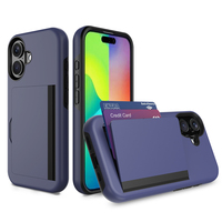 Étui de téléphone fin multifonctionnel robuste KINGSOUL à double couche imperméable électro-plaqué TPU+PC antichoc avec porte-cartes 3-en-1