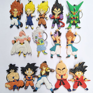 Porte-clés Double face en caoutchouc PVC, 40 modèles populaires Anime <span class=keywords><strong>DBZ</strong></span> Goten Vegeta Saiyan porte-clés - Product Image 1