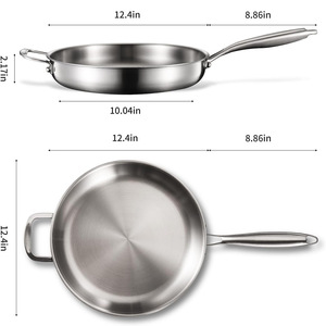Sartén de Acero Inoxidable de Tres Capas con Tapa, Utensilio de Cocina Redondo y Duradero de 24 cm para Uso en Estufa - Product Image 3