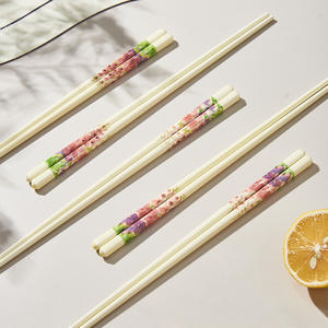 Juego de palillos de cerámica con diseño floral, 5 pares, antideslizantes, resistentes a altas temperaturas, para uso doméstico, con textura - Product Image 4