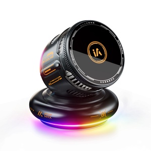 D3 15W Magnetic Wireless Charging Car Phone Mount with Cooling Fan RGB Ambient Light for Dashboard Navigation - Product Image 1