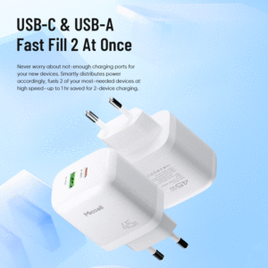 Chargeur rapide Miccell EU Plug 45W PD3.0 2 ports avec protection SCP et OTP pour téléphones mobiles, ordinateurs portables et tablettes - Product Image 4