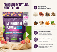 80 Gummies aux Champignons et Ashwagandha – Formule Multi-Champignons pour la Concentration, la Clarté, l'Énergie et la Santé Immunitaire – Dropshipping