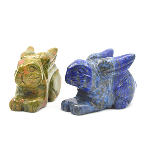 Estatua de Conejo Tallada a Mano con Piedras Energéticas Curativas de Reiki: Amatista Natural, Ónix, Lapislázuli, Unakita, Adorno Decorativo para el Hogar - Product Image 1