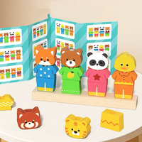 Juguete de Bloques de Madera para Vestir Animales, Figuras de Tigre, Panda y Zorro, Juguete Educativo de Clasificación para Niños Pequeños