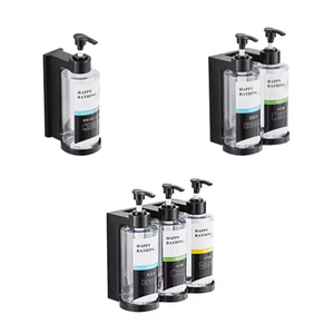 Tre distributori di sapone a mano a muro in plastica <span class=keywords><strong>porta</strong></span> bottiglie per <span class=keywords><strong>doccia</strong></span> - Product Image 4