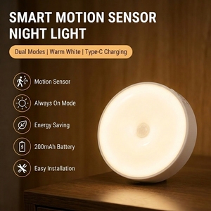 Rechargeable LED Motion <b>Sensor</b> <b>Night</b> <b>Light</b>, Warm White Intelligent Induction Bedside Lamp, Wireless Magnetic Portable <b>Light</b> - Product Image 1