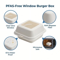 Boîte à hamburger carrée biodégradable robuste et durable avec fenêtre transparente pour la vente à emporter de la restauration rapide