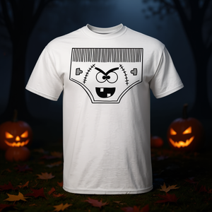 T-shirt de costume d'underwear effrayant pour adulte unisexe blanc - Product Image 3