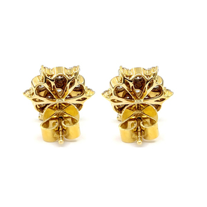 Hong Kong Logo personnalisé 18k boucles d'oreilles en or jaune ensemble de broches de haute qualité forme de tournesol à la main diamant naturel pour mignon - Product Image 3
