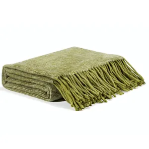 HengTai Durable 130*170CM Cheap 50%Wool 50%acrylic 300gsm Tassel Blankets Throw For Home